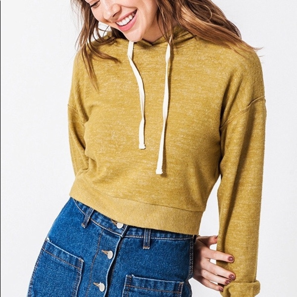 Olive Green Hood Sweater Top Blouse